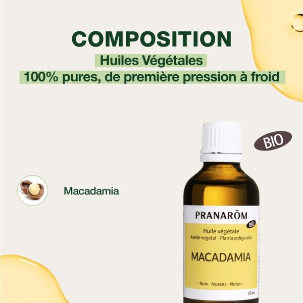 Huile Vegetale de Macadamia - Bio - 50 ml