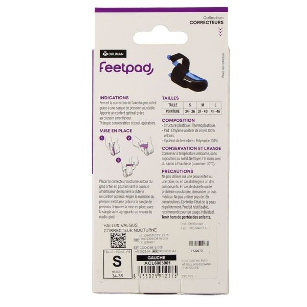 Correcteur nocturne Hallux Valgus FeetPad - Pied gauche