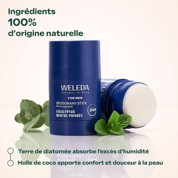 Déodorant Stick Rechargeable For Men - Eucalyptus Menthe Poivrée - 50 g