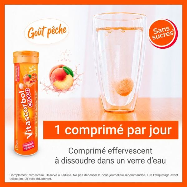 C1000 - Pêche - 15 comprimés effervescents