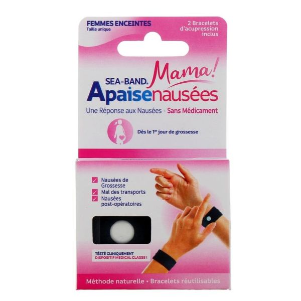 Bracelets d'acupression Grossesse - Noir - 2 bracelets