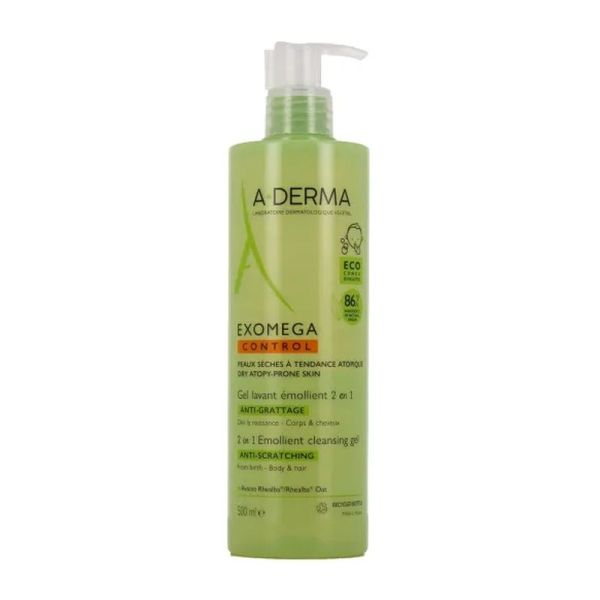 Gel Lavant Émollient 2 en 1 Anti-Grattage EXOMEGA CONTROL - 2 x 500 ml