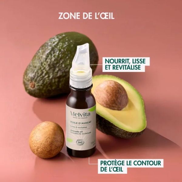Huile d'Avocat Bio - Visage et Contour des Yeux - Peaux Seches - 50 ml