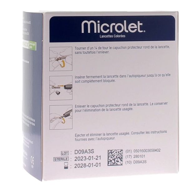 Microlet Lancettes colorées pour autopiqueur - 200 lancettes