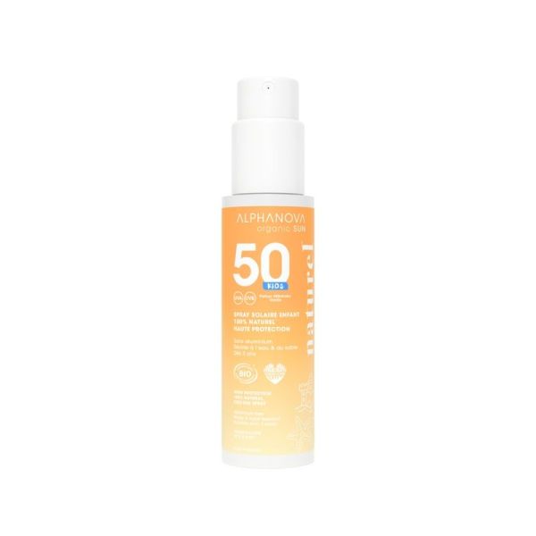 Crème solaire enfant SPF 50 en spray certifié bio 100% naturel - 100 g