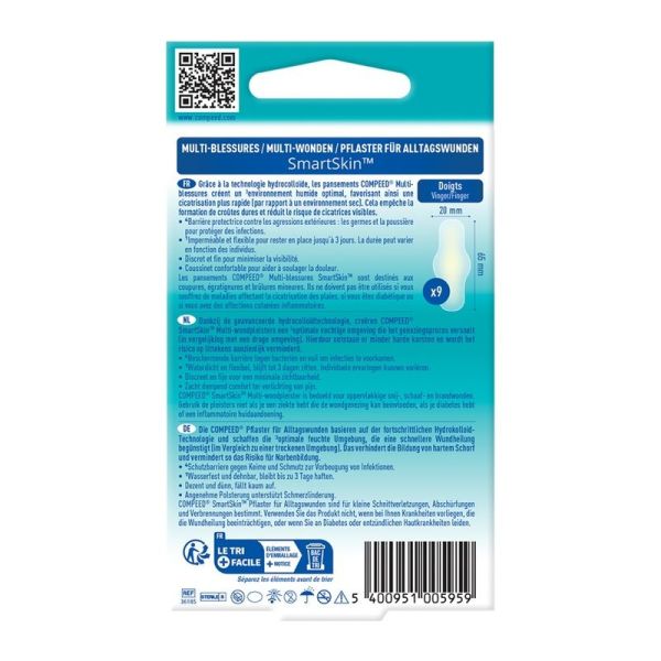 Pansements Hydrocolloïdes Multi-Blessures SmartSkin - Doigts - 9 pansements