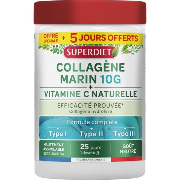 Collagène Marin 10 g + Vitamine C poudre +25% offerts - 25 dosettes