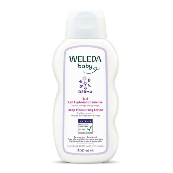 Lait Hydratation Corps Visage Peau Très Sensible à Tendance Atopique 3en1 DERMA BABY - 200 ml