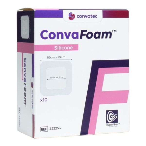 CONVAFOAM SILICONE Pans hydrocellulaire - 10x10cm - 10 pansements