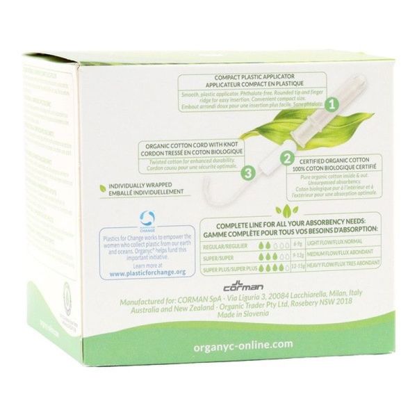 Tampons Super avec Applicateur Coton Bio - 16 tampons