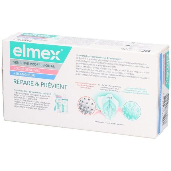 Dentifrice Répare et Prévient Soin Gencives + Blancheur Sensitive Professional - 2 x 75 ml