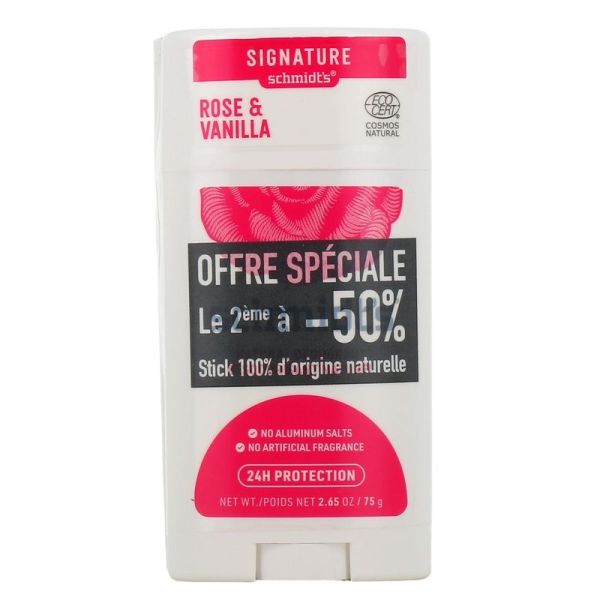 Déodorant Stick Rose + Vanille - Lot de 2 x 75 g