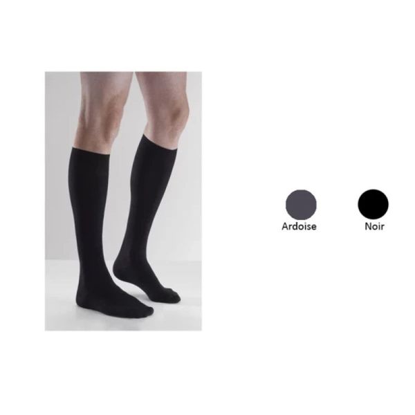 Thuasne Venoflex Fast Coton Chaussettes de Contention Homme Classe 2 - Taille 2 Long Noir