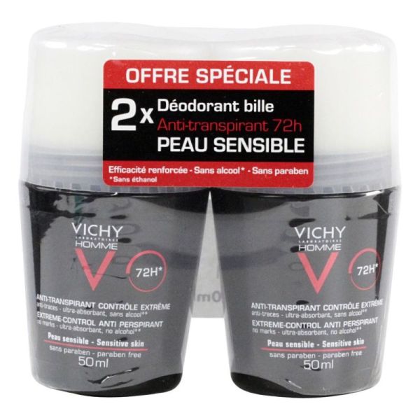 Vichy H Deod A/Transp 72H Bille 50Mlx2