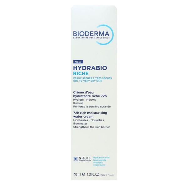 Hydrabio creme d'eau hydratante riche 72h 40ml
