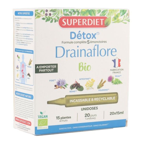 Drainaflore Détox Bio - 20 unidoses de 15 ml