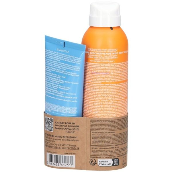 Brume Hydratante Invisible SPF50+ Capital Soleil - 200 ml, Lait Apaisant Apres-Soleil 100 ml offert