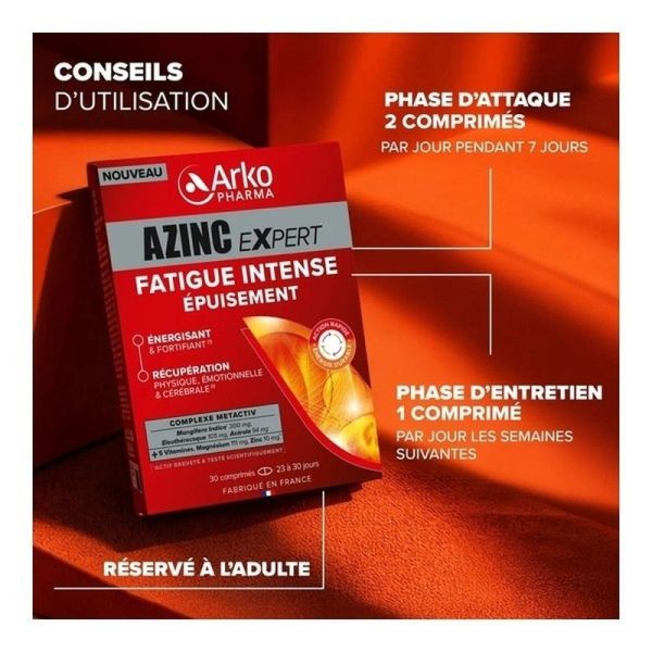 Azinc Expert Fatigue Intense Epuisement - 30 comprimes