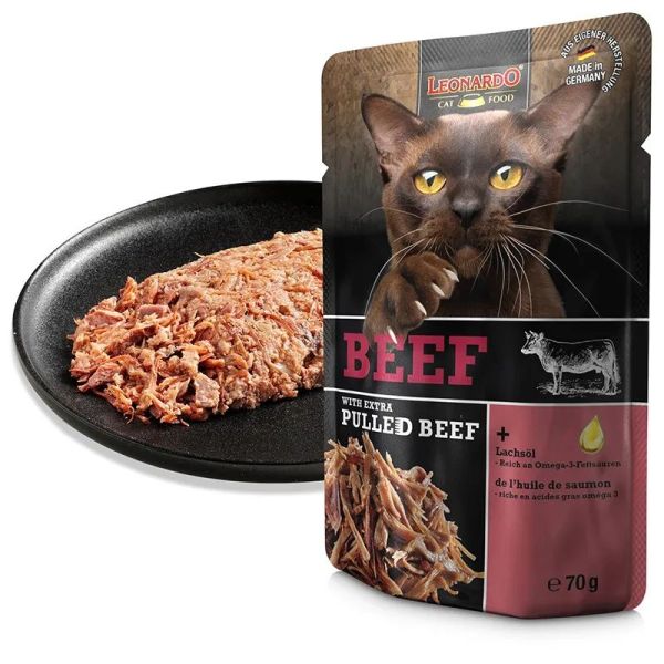 Leonardo Sachet Fraîcheur Boeuf + Extra Pulled Boeuf - Chat 70 g