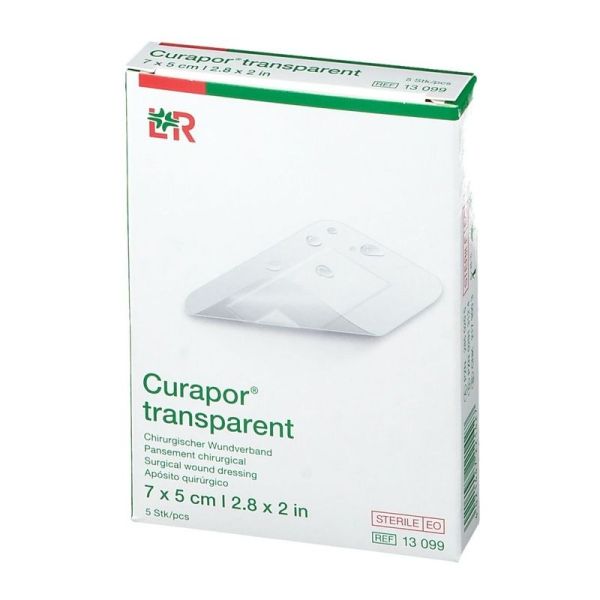 Curapor transparent pansement chirurgical stérile - 7 cm x 5 cm, 5 pansements