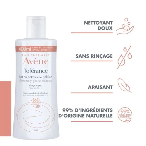 Lotion nettoyante gélifiée TOLERANCE - 400 ml