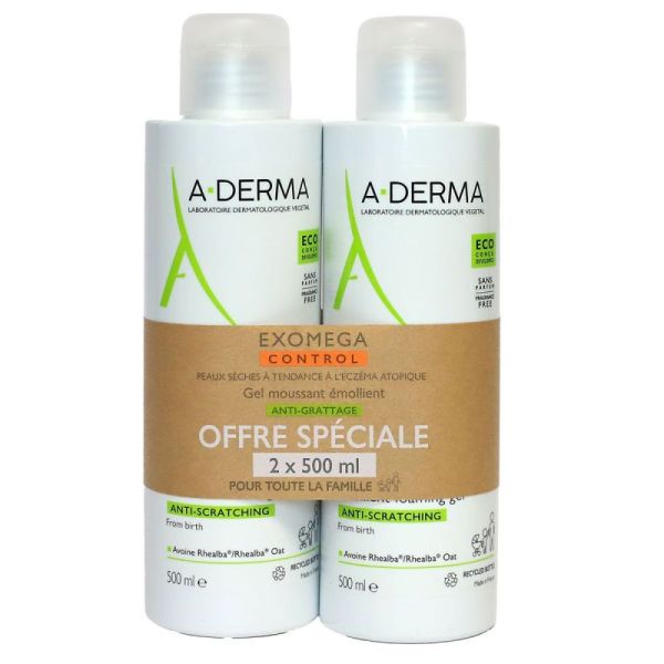 Exomega Control gel moussant émollient anti-grattage 2x500ml