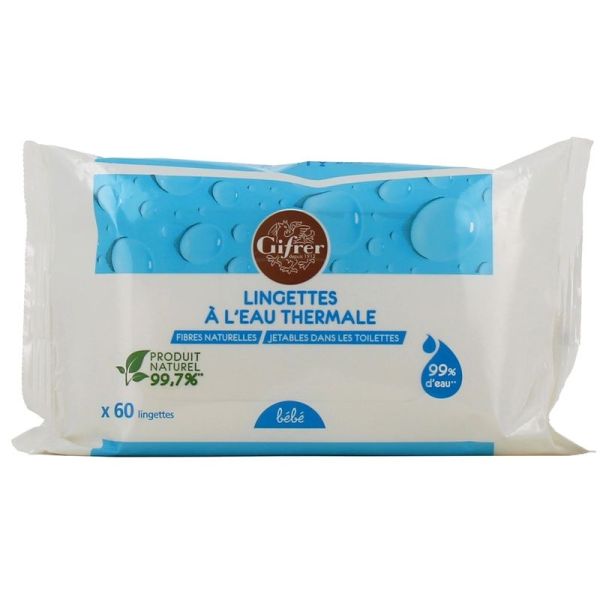 Lingettes à l'eau thermale d'Auvergne - 60 unités