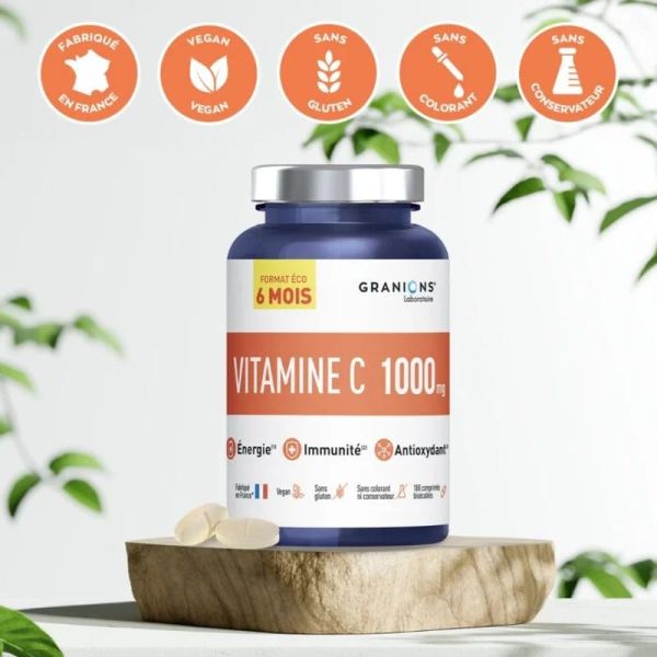 Vitamine C 1000 mg Format éco 6 mois - 180 comprimés
