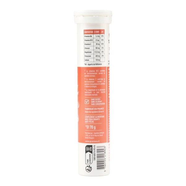 HYDROP Hydratation Électrolytes Pêche - 20 comprimés effervescents