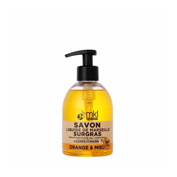 Savon de Marseille Liquide - Orange & Miel - Nettoyant corporel doux - 300 ml