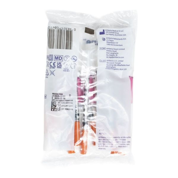 Microfine Seringue à insuline 29 G - 1 ml - 100 unités