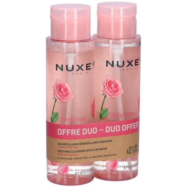Eau Micellaire Demaquillante Apaisante VERY ROSE - Lot de 2 - 2 x 400 ml