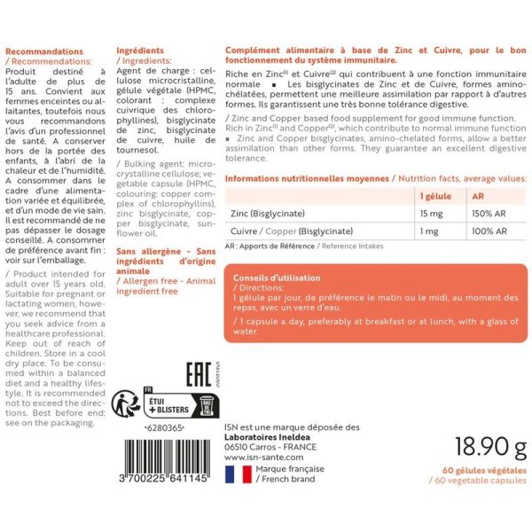 SUPLEZINC - 60 gélules
