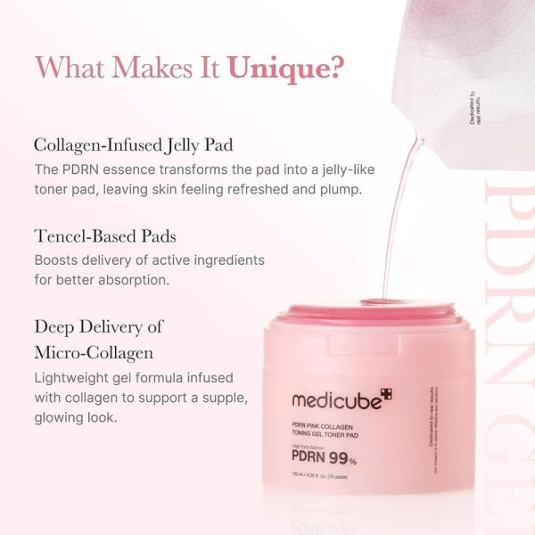 PDRN Pink Collagen Toning Gel Toner Pad - 120 ml