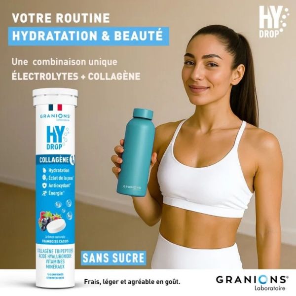 Pastille hydratation Électrolytes au Collagène - HYDROP framboise-cassis