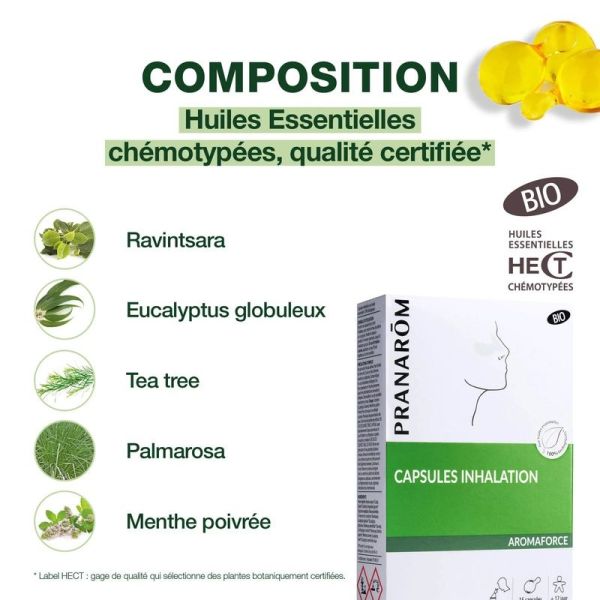 Capsules inhalation pour dégager le nez - Bio - 15 capsules
