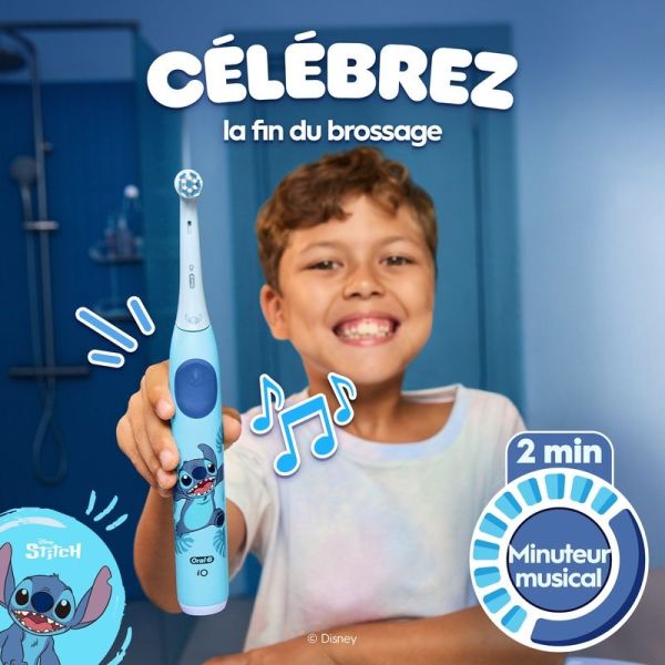 iO Kids Disney Stitch Brosse à Dents Électrique, 1 Brossette, 3 Modes Avec Mode Douceur Pour Enfants