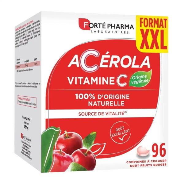 Acérola Vitamine C - Format XXL - 96 comprimés à croquer