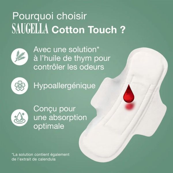 Cotton Touch Serviettes hygiéniques de Jour extra-fines avec ailettes - 14 serviettes