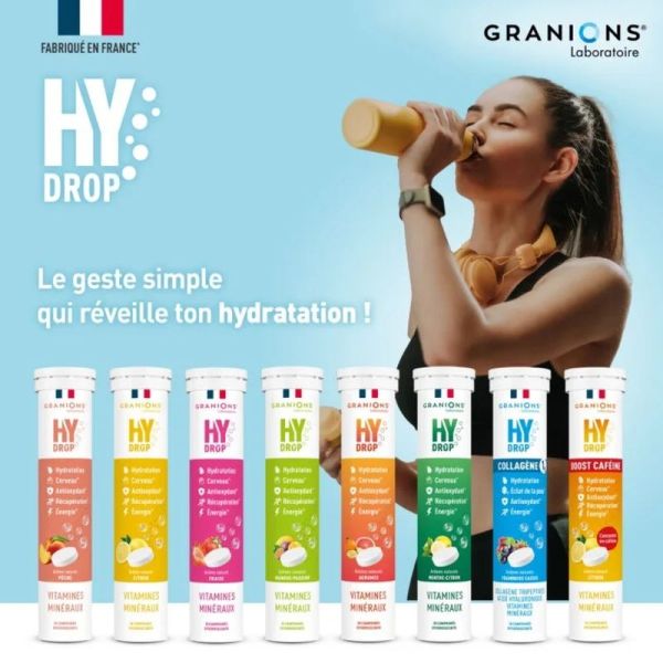 Pastille hydratation Électrolytes au Collagène - HYDROP framboise-cassis