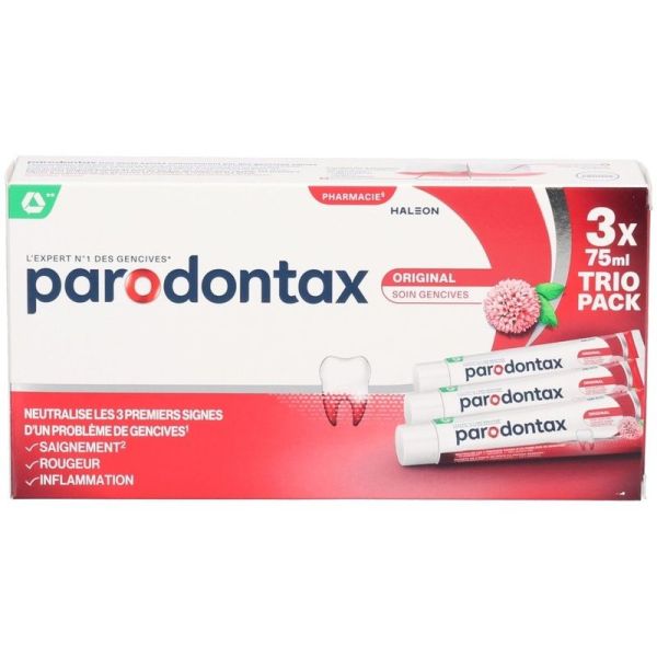 ORIGINAL - Dentifrice Quotidien au Fluor - Saignement des Gencives - 3 x 75 ml