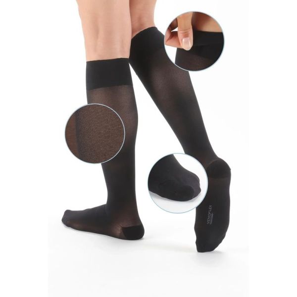 Bas Cuisse de Contention Anti Glisse Femme Classe 2 Secret Noir - Taille 2, Long