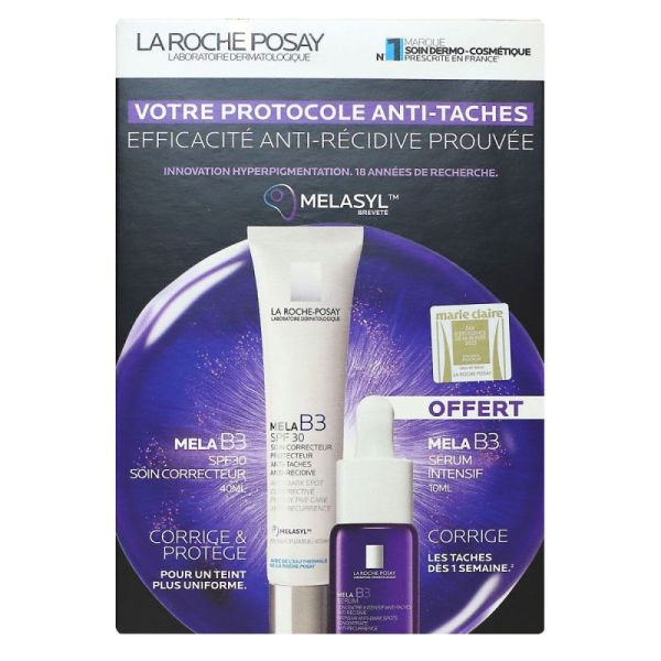 Coffret Toleriane anti-taches Melasyl soin visage protecteur SPF30 + serum offert