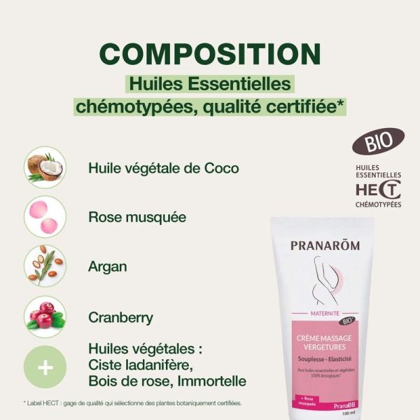 Creme - massage vergetures - Bio PranaBB Maternite - 100 ml