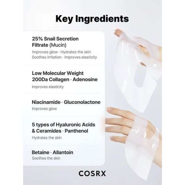 Advanced Snail Mucin Glass Glow Hydrogel Mask - 3 masques