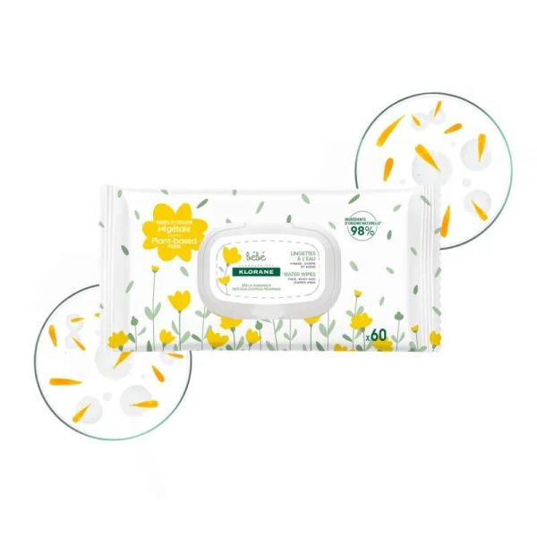 Lingettes nettoyantes à l'eau - 60 unités