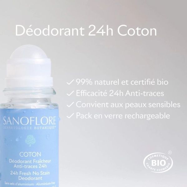 Recharge Déodorant Coton Roll-On 24h - 50 ml