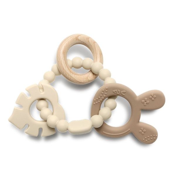 Anneau de dentition silicone et hêtre Rabit Premium - beige - 1 unité