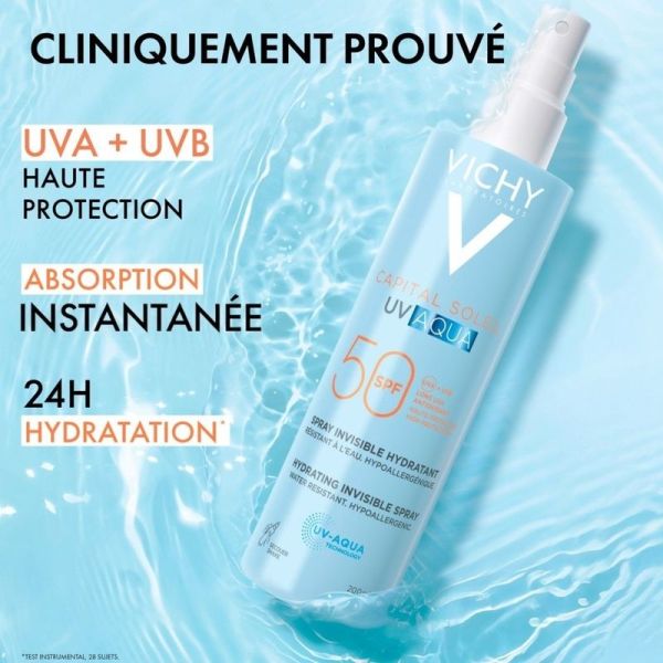 UV Aqua Spray Invisible Hydratant SPF50 Capital Soleil - 200 ml