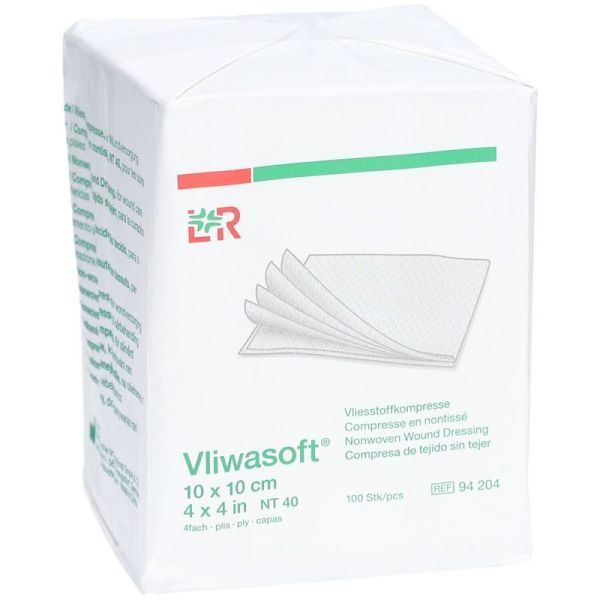 Compresses Non Stériles Non Tissées Vliwasoft - 10 cm x 10 cm, 100 compresses